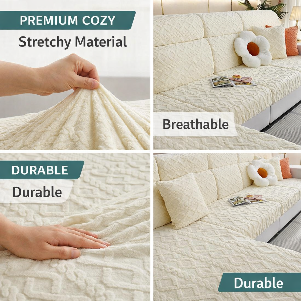L Shaped Anti Slip Cushion Polar Fleece Sofa Couch Cover