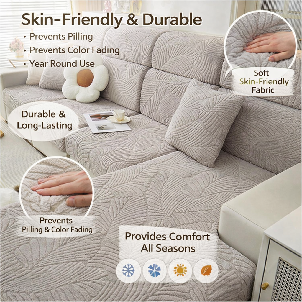 Anti Slip Jacquard L Shaped plush Cushion Sofa Couch Cover