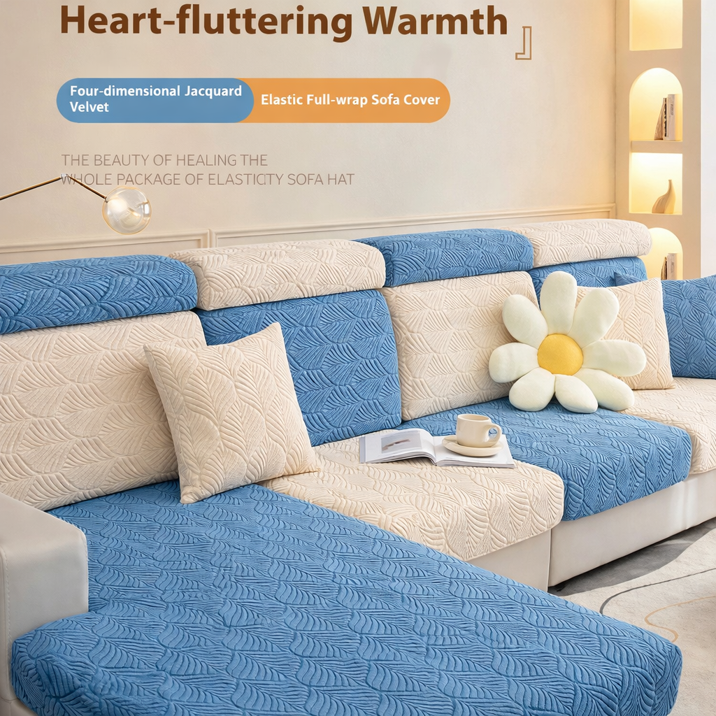 Jacquard Anti-Slip L Shaped Skirt Cushion Sofa Couch Cover