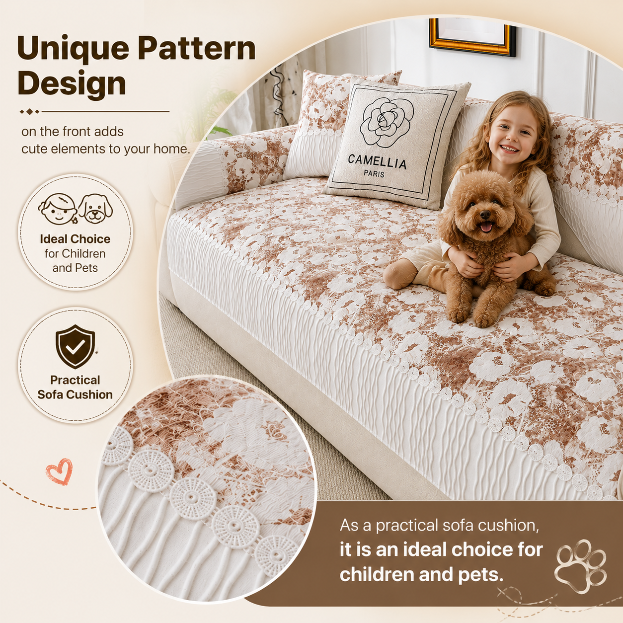 Non Slip Floral Premium Luxury Sofa Couch Cover