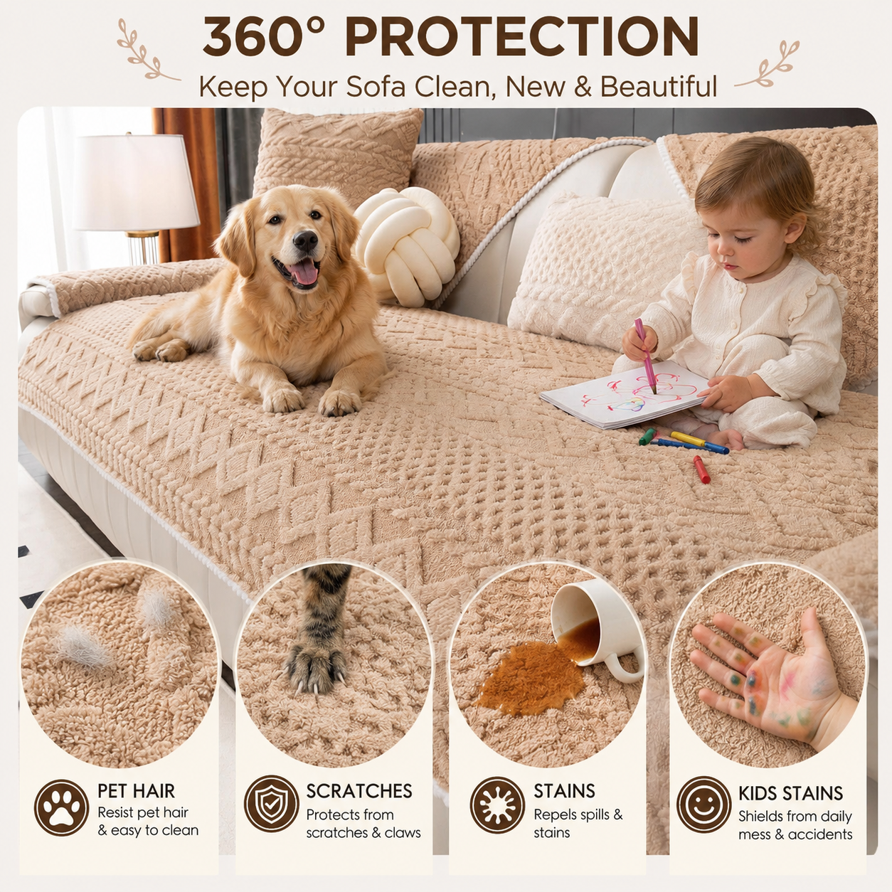 Non Slip Fluffy Geometric Jacquard Mat Couch Sofa Cover