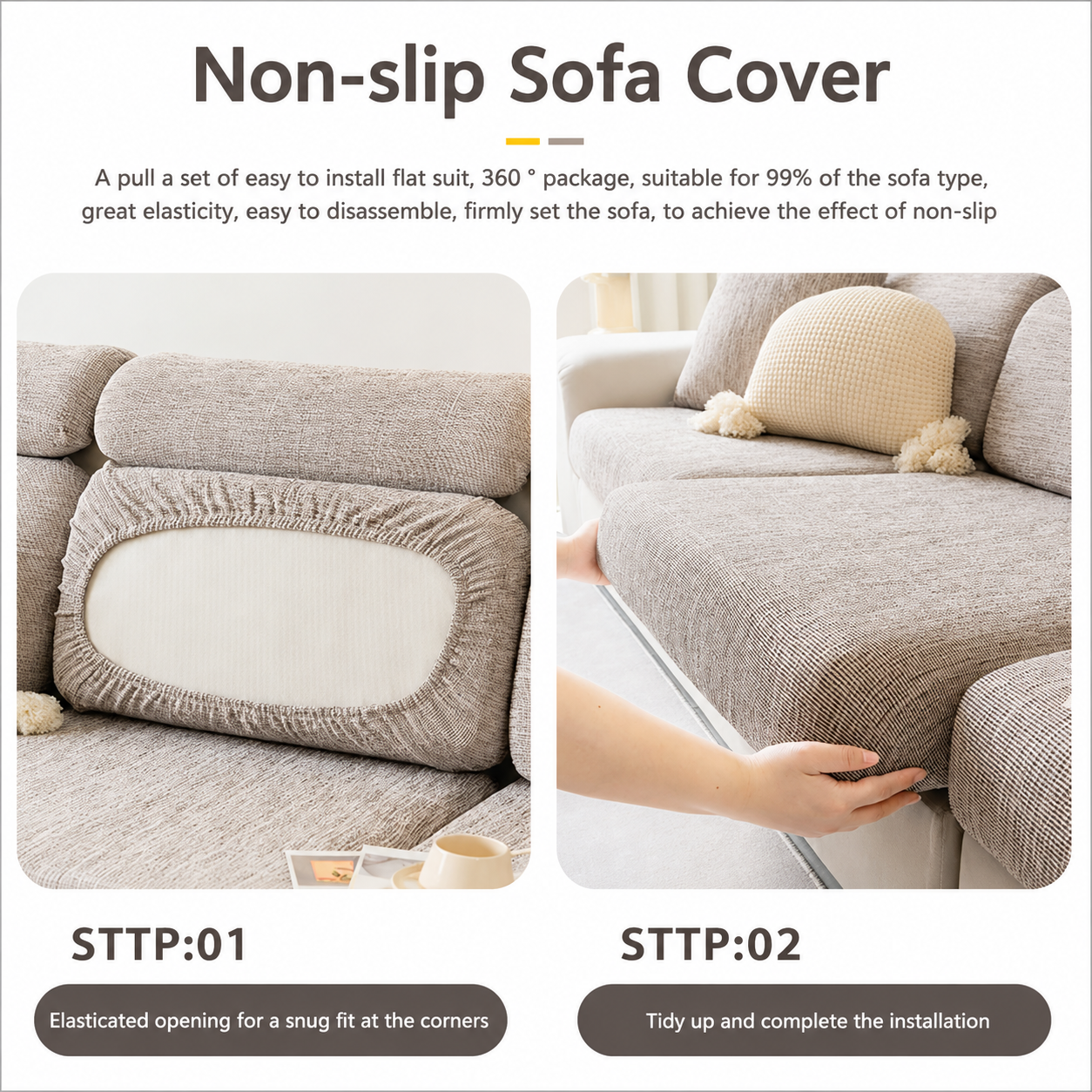 Anti Slip L Shaped Sectional Cushion Sofa Couch Cover