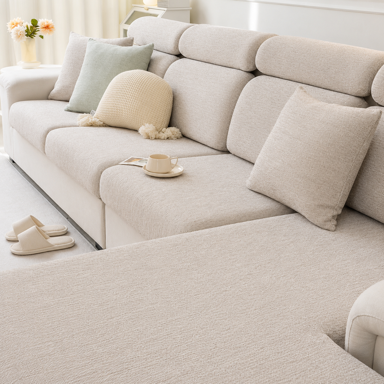 Anti Slip L Shaped Sectional Cushion Sofa Couch Cover
