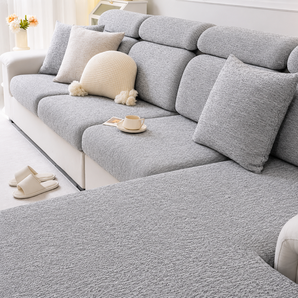 Anti Slip L Shaped Sectional Cushion Sofa Couch Cover