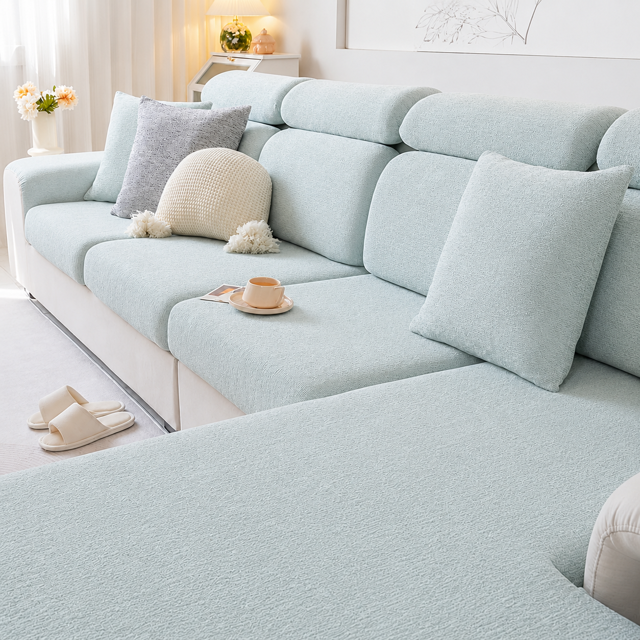 Anti Slip L Shaped Sectional Cushion Sofa Couch Cover