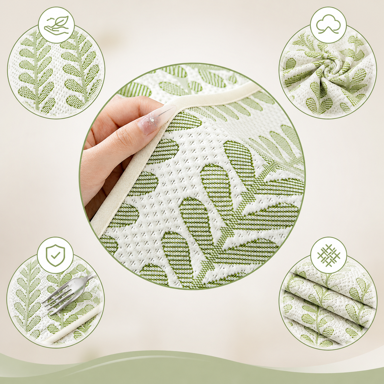Elegant Botanical Leaf Ice Silk Sofa Couch Cover
