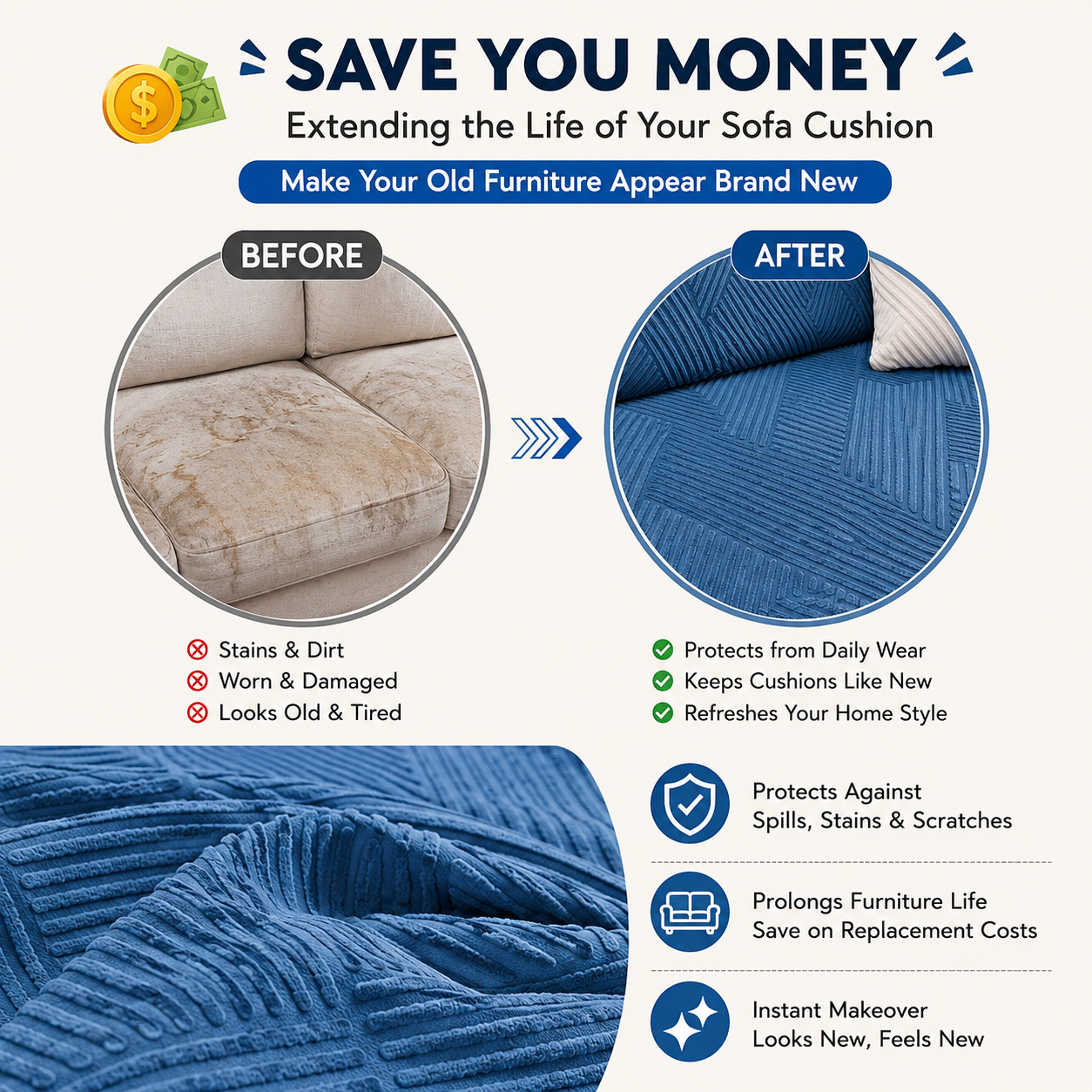 Anti Slip L Shaped Sectional Cushion Sofa Couch Cover