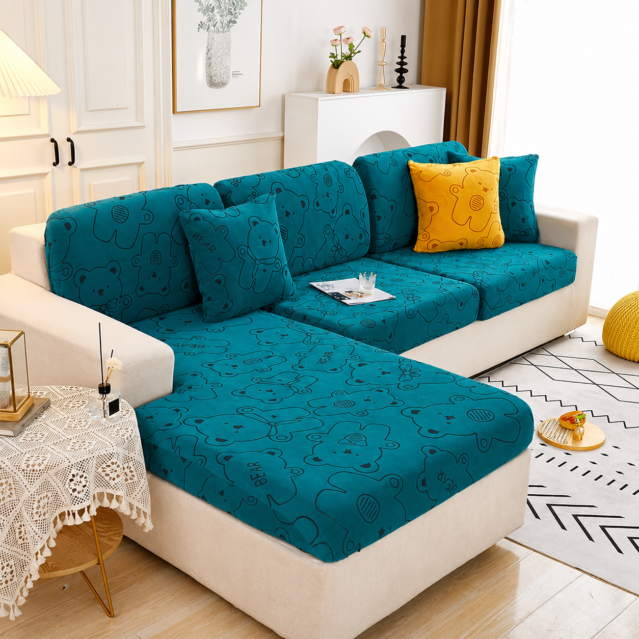 Anti Slip L Shaped Sectional Cushion Sofa Couch Cover