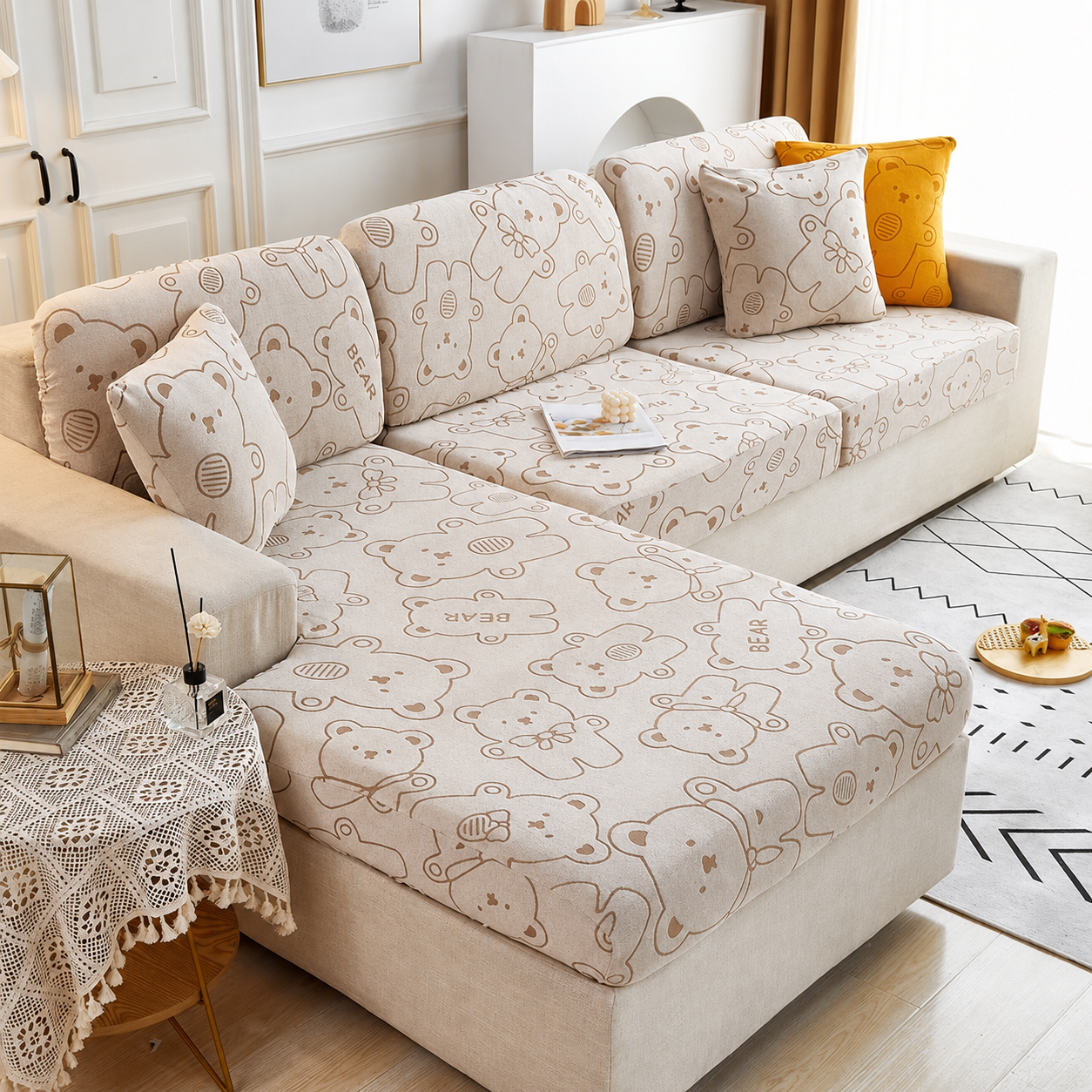 Anti Slip L Shaped Sectional Cushion Sofa Couch Cover