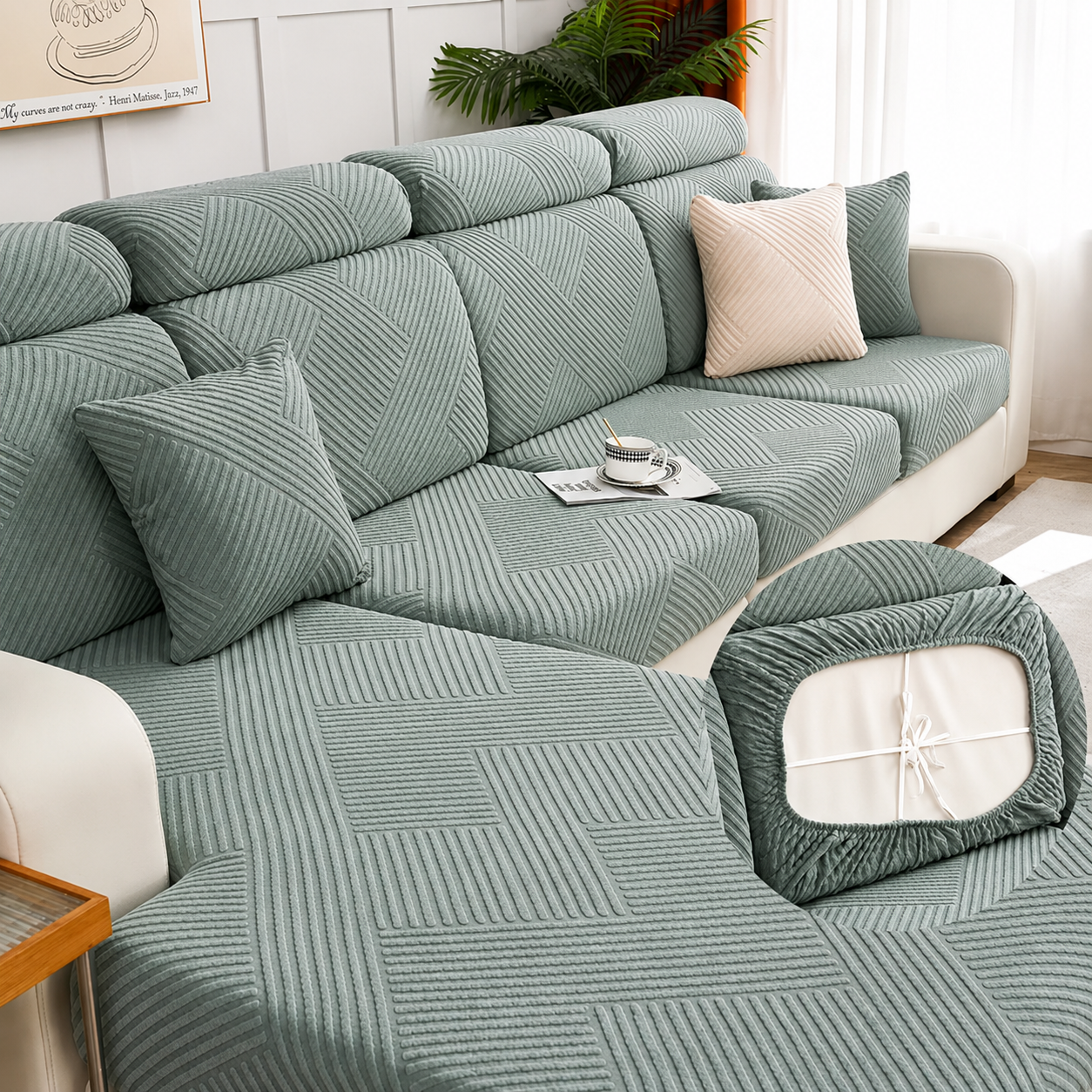 Anti Slip L Shaped Sectional Cushion Sofa Couch Cover