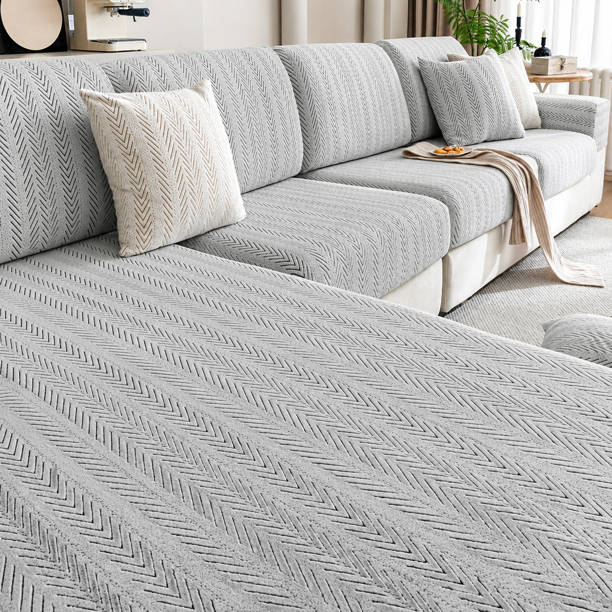 Anti Slip Jacquard L Shaped Sectional Cushion Sofa Couch Cover