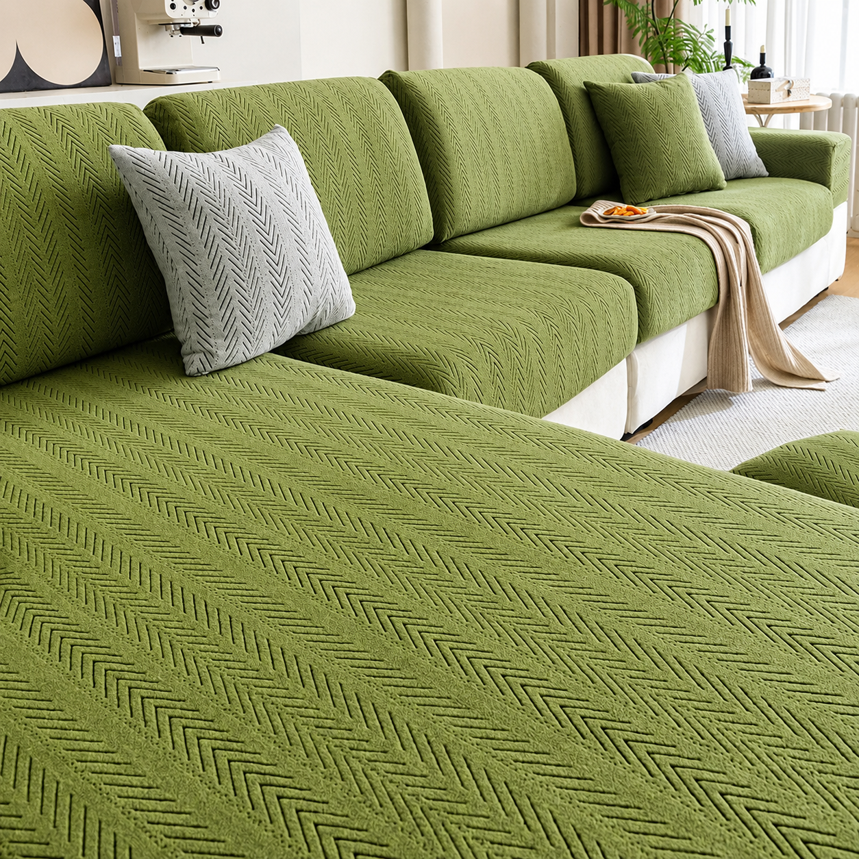 Anti Slip Jacquard L Shaped Sectional Cushion Sofa Couch Cover