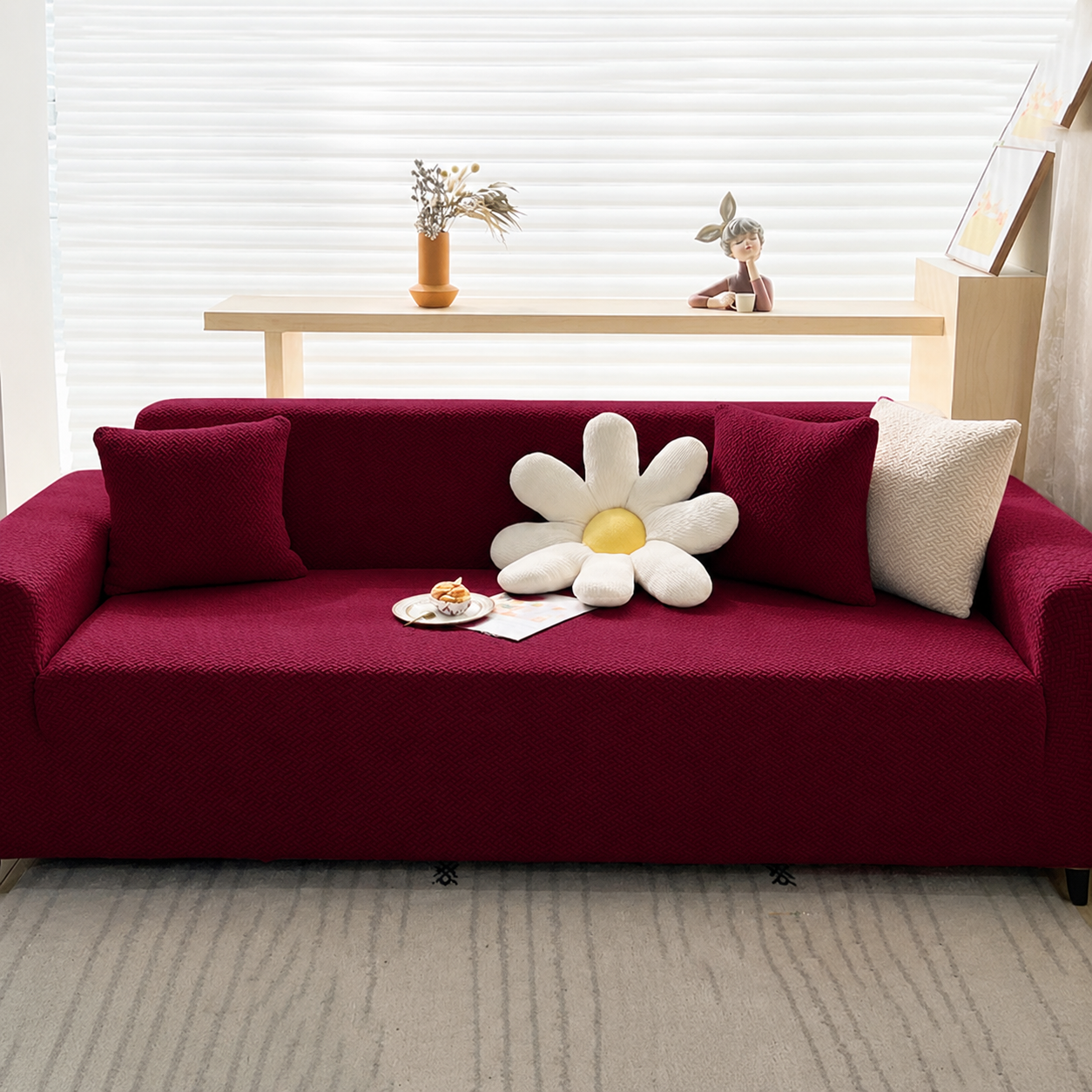 L Shape Jacquard Geometric Slipcover Couch Sofa Cover