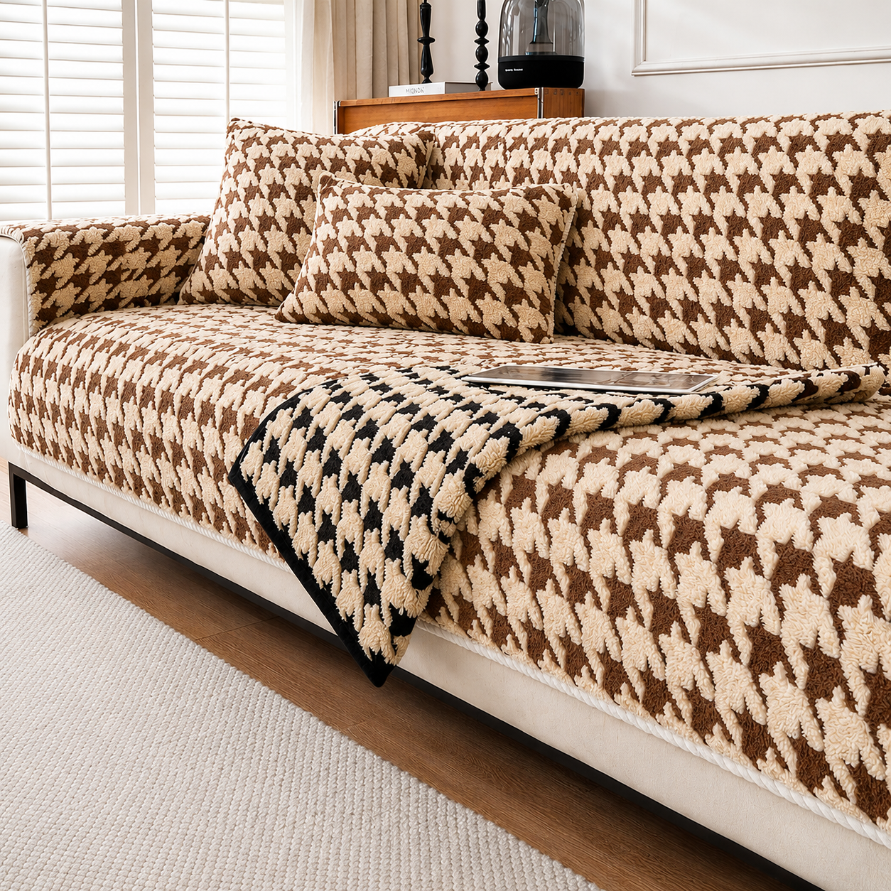 Non Slip Jacquard Plush Fuzzy Mat Couch Sofa Cover