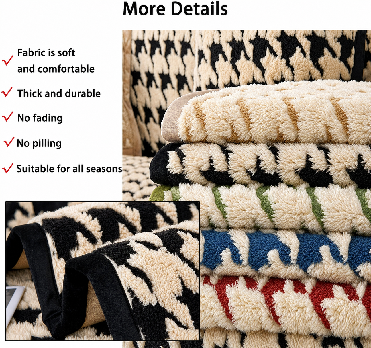 Non Slip Jacquard Plush Fuzzy Mat Couch Sofa Cover