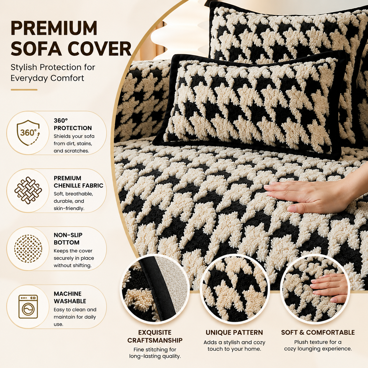 Non Slip Jacquard Plush Fuzzy Mat Couch Sofa Cover