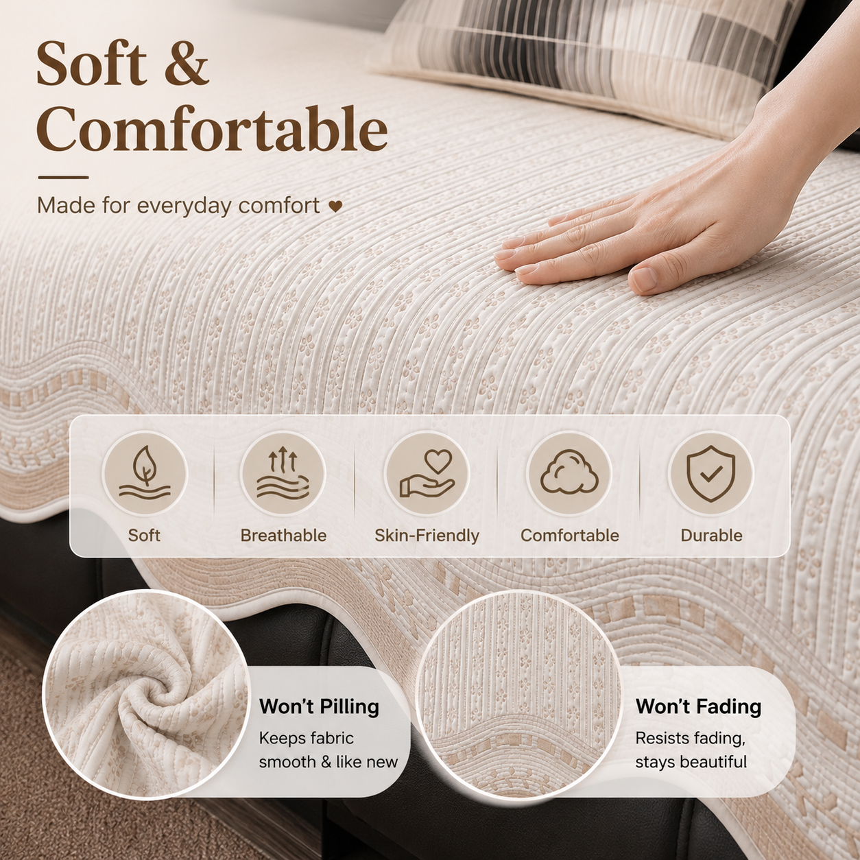 Elegant Ice Silk Cooling Dustproof Sofa Cover