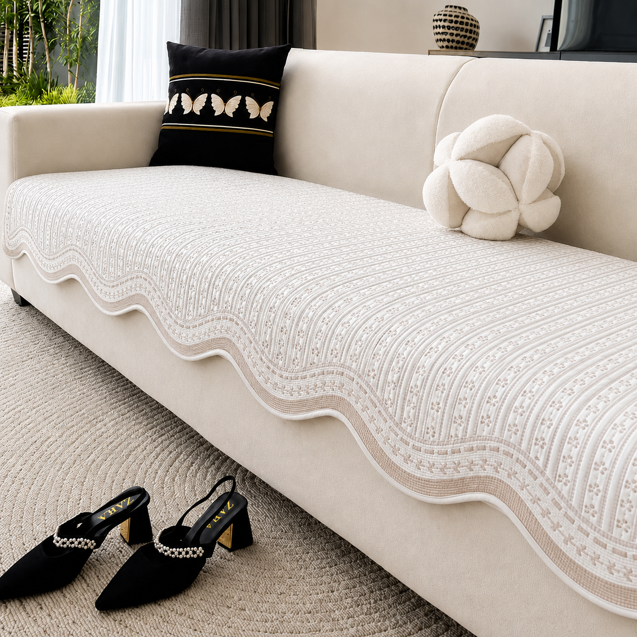 Elegant Ice Silk Cooling Dustproof Sofa Cover