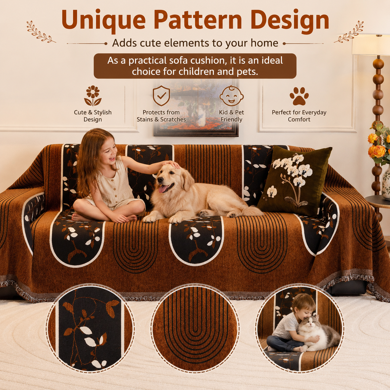 Non-Slip Modern Geometric Chenille Tassels Sofa Couch Cover