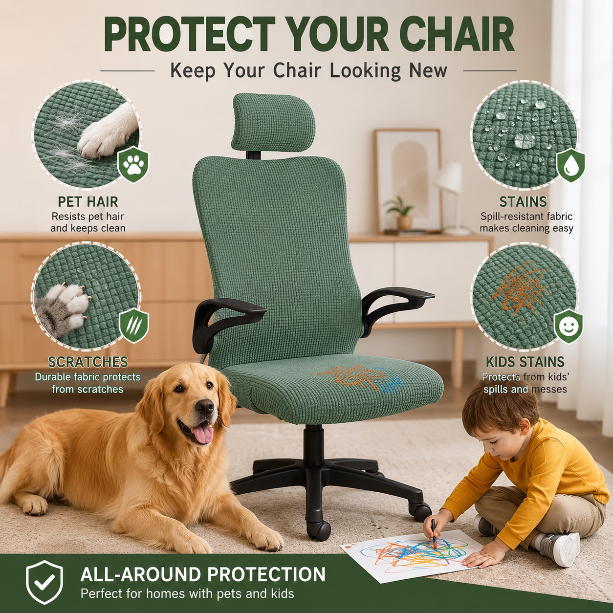 Jacquard Ergonomic Gaming Slipcover Chair Cover