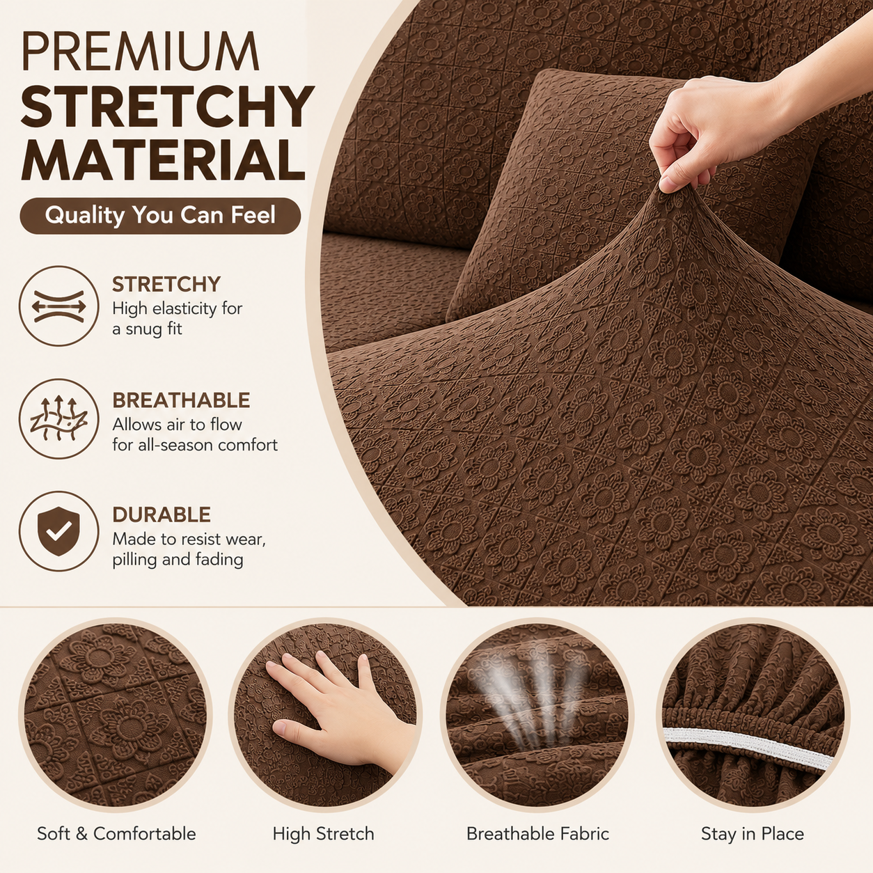 Anti Slip Daisy Floral L Shaped Cushion Sofa Couch Cover