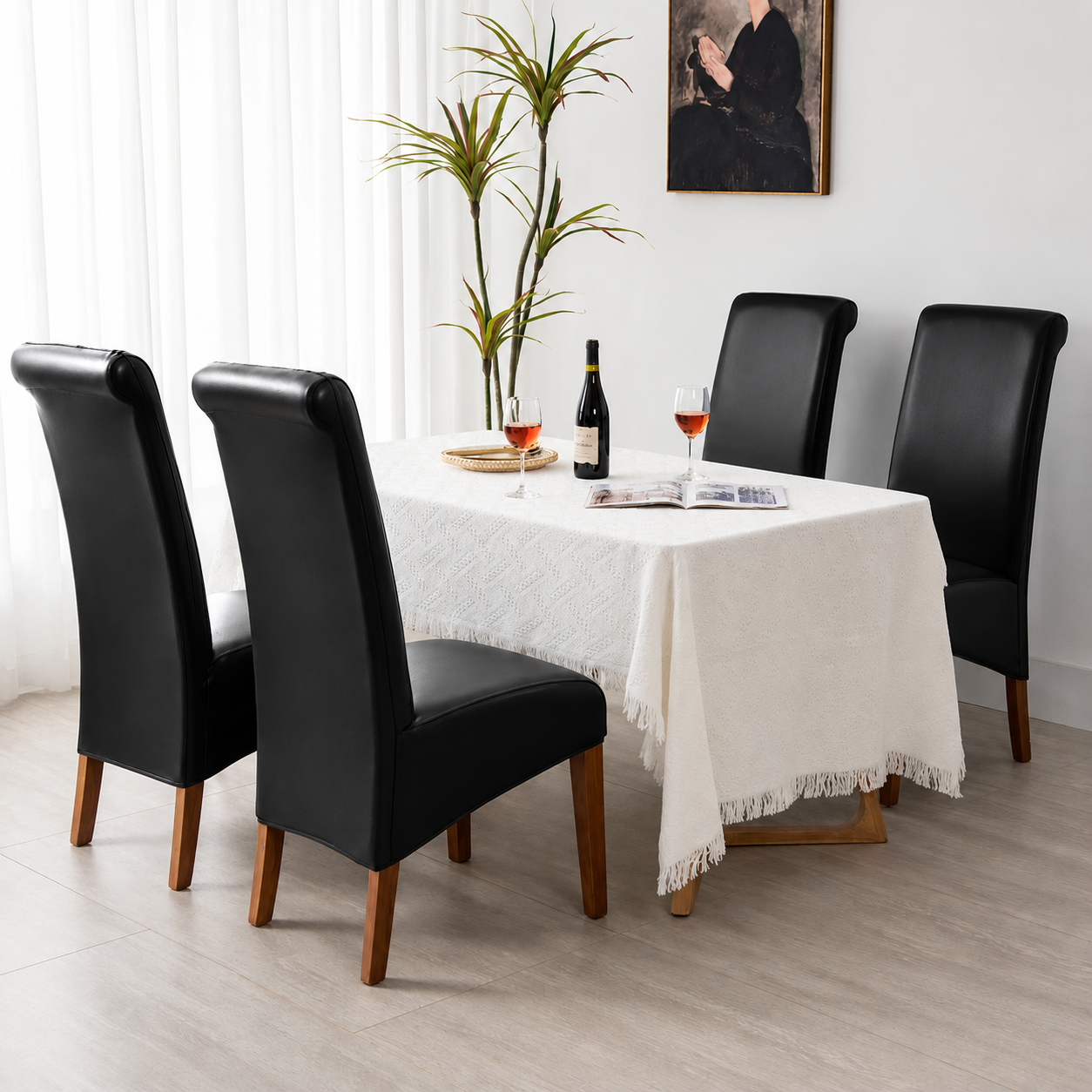 Anti Slip Oversize PU Stretch Slipcover Dinning Chair Cover