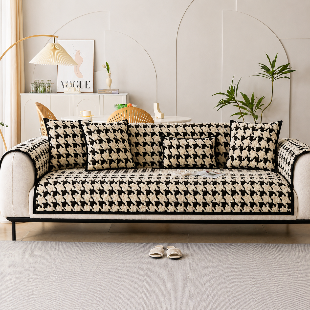 Non Slip Jacquard Plush Fuzzy Mat Couch Sofa Cover