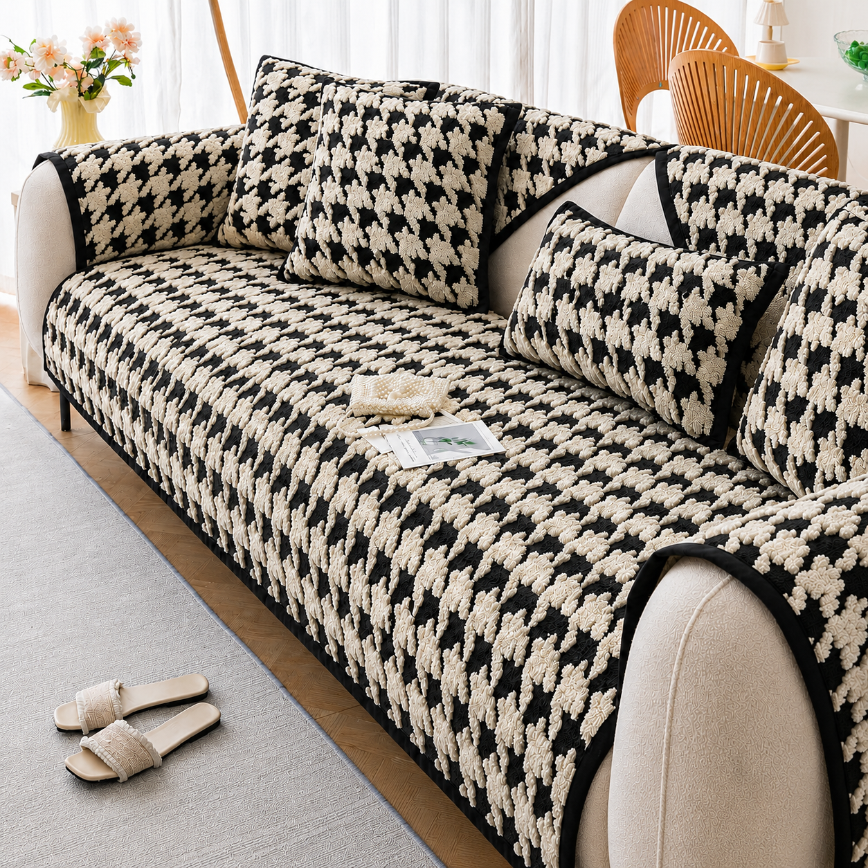 Non Slip Jacquard Plush Fuzzy Mat Couch Sofa Cover