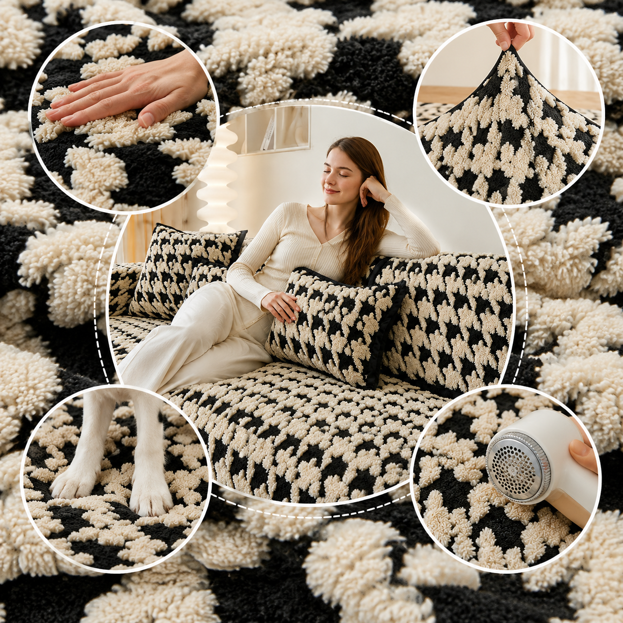Non Slip Jacquard Plush Fuzzy Mat Couch Sofa Cover