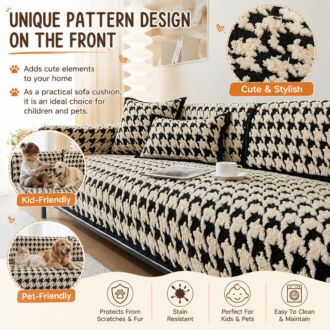 Non Slip Jacquard Plush Fuzzy Mat Couch Sofa Cover