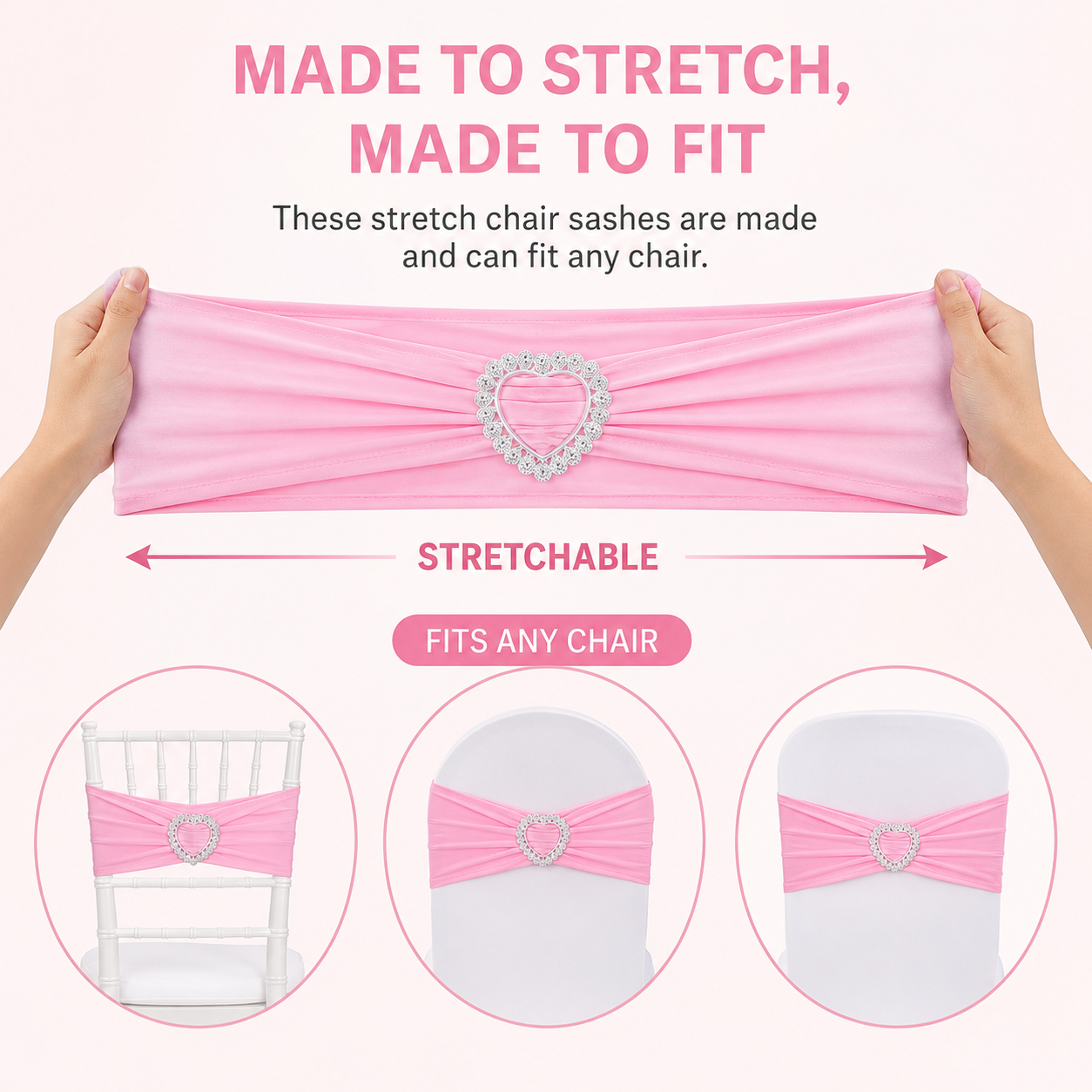 Elegant Decor Stretch Spandex Chair Sashes Bows Cover Band