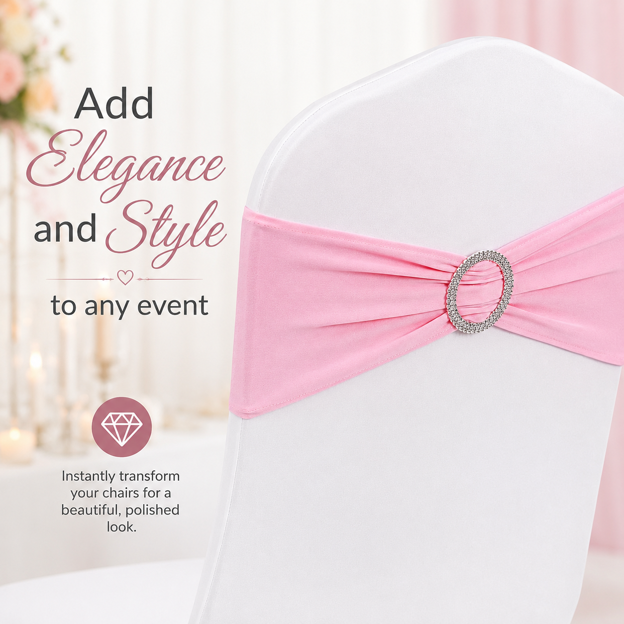 Elegant Decor Stretch Spandex Chair Sashes Bows Cover Band