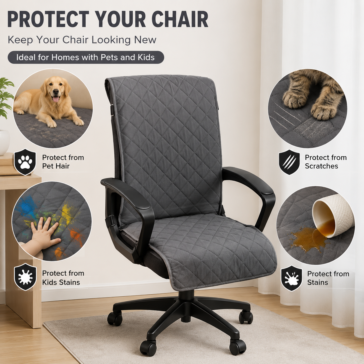 Anti-Slip Slipcover Office Chair Mat Cover