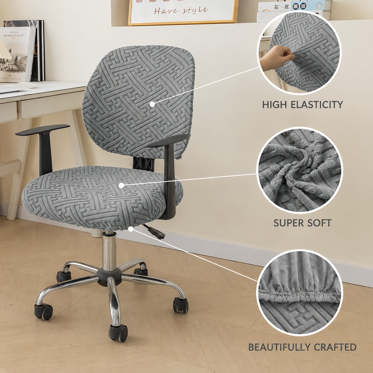 Jacquard Stretch Slipcover Office Chair Cover