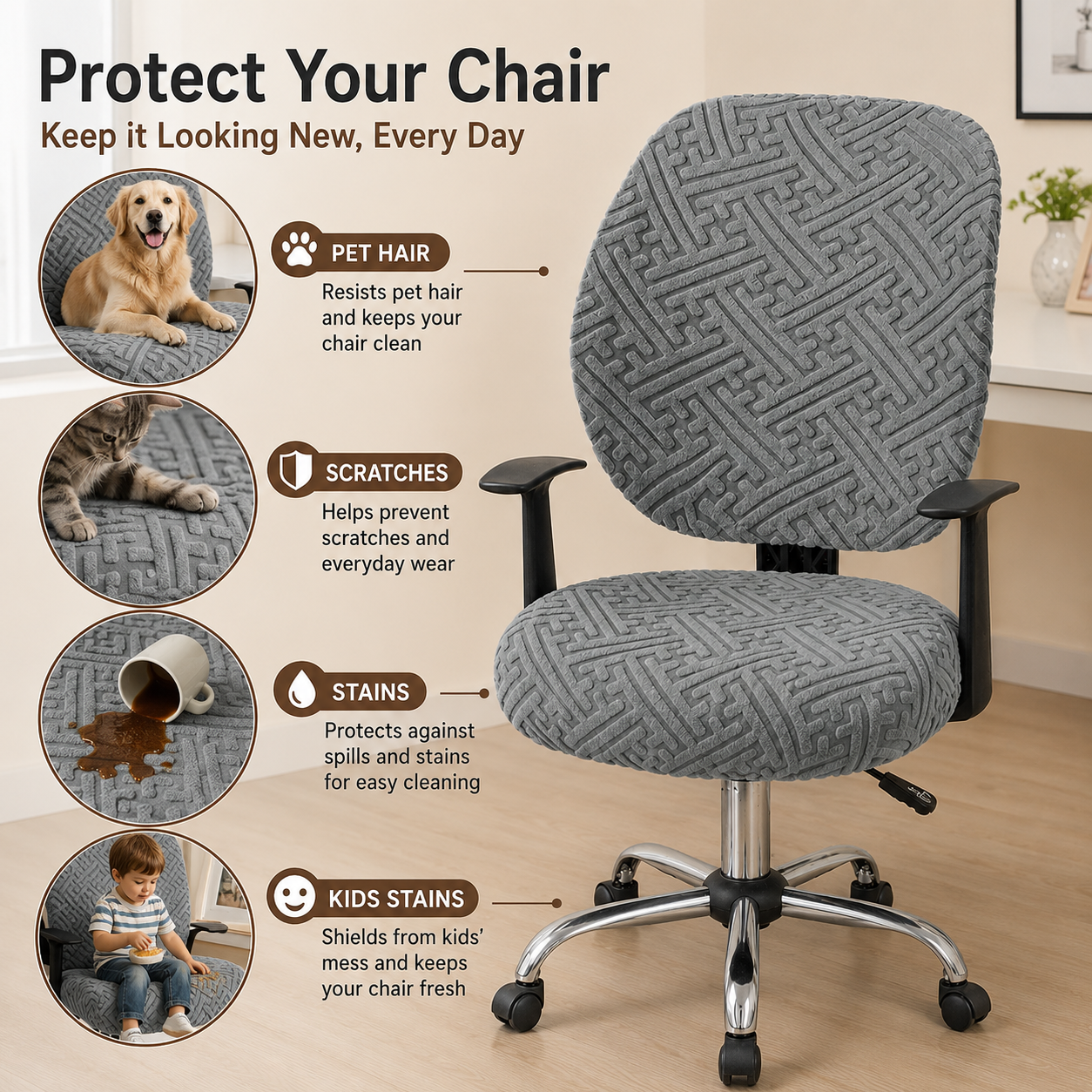 Jacquard Stretch Slipcover Office Chair Cover