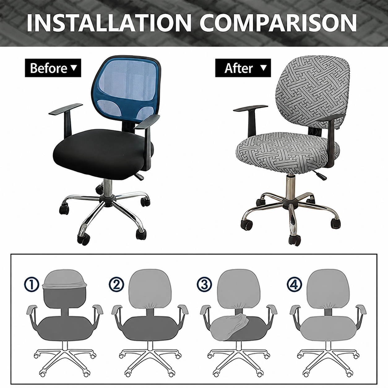 Jacquard Stretch Slipcover Office Chair Cover