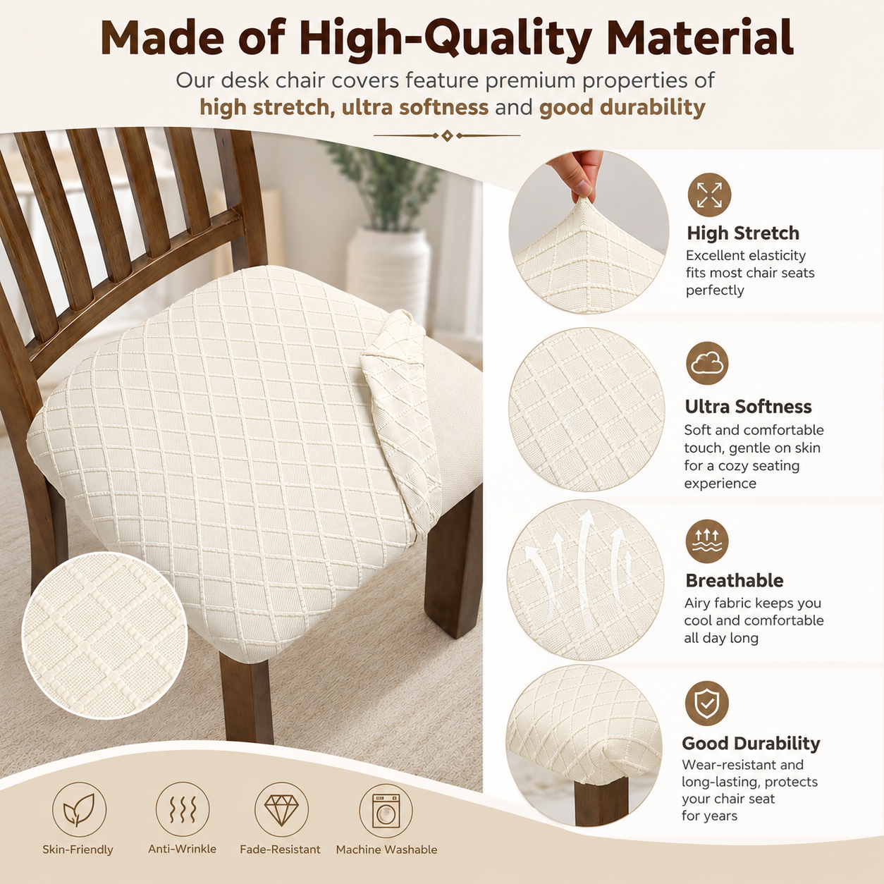 Geometric Jacquard Stretchy Slipcover Dinning Chair Seat Cover