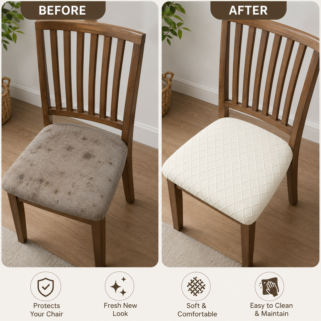 Geometric Jacquard Stretchy Slipcover Dinning Chair Seat Cover