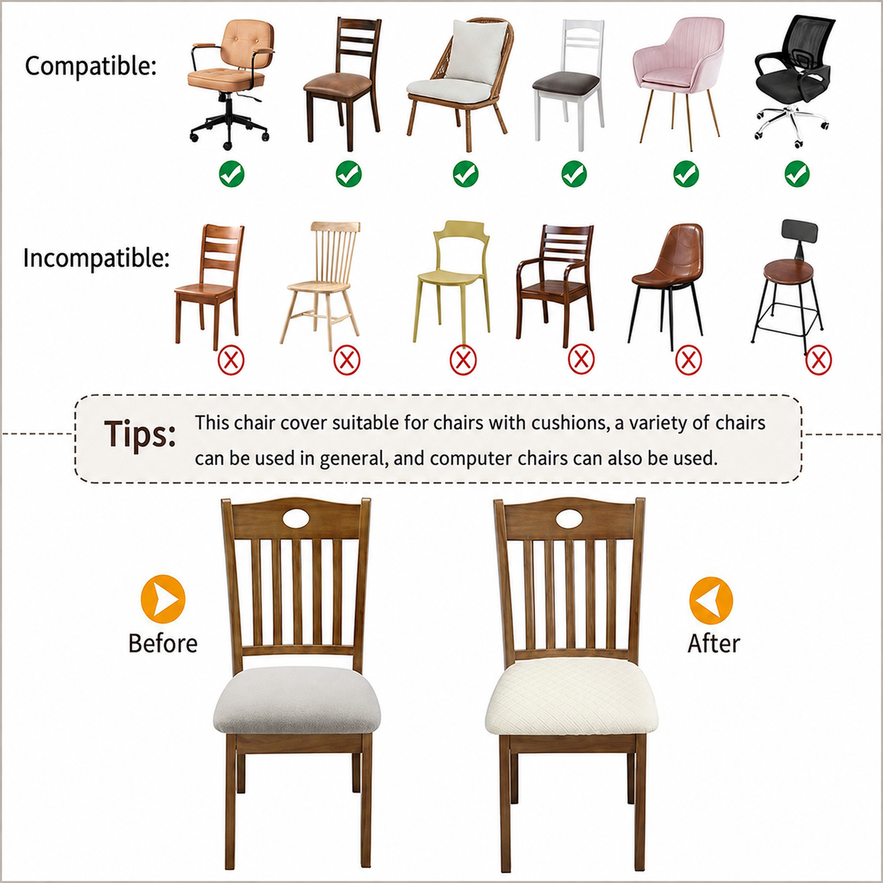 Geometric Jacquard Stretchy Slipcover Dinning Chair Seat Cover
