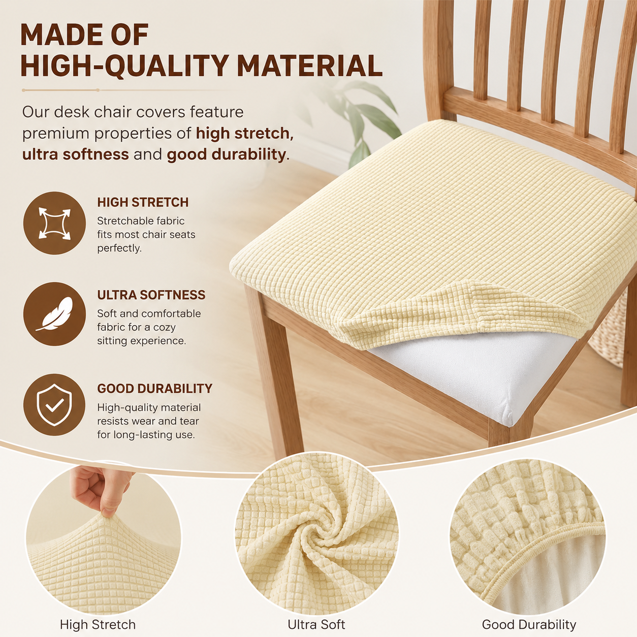 Jacquard Corduroy Stretchy Slipcover Dinning Chair Seat Cover