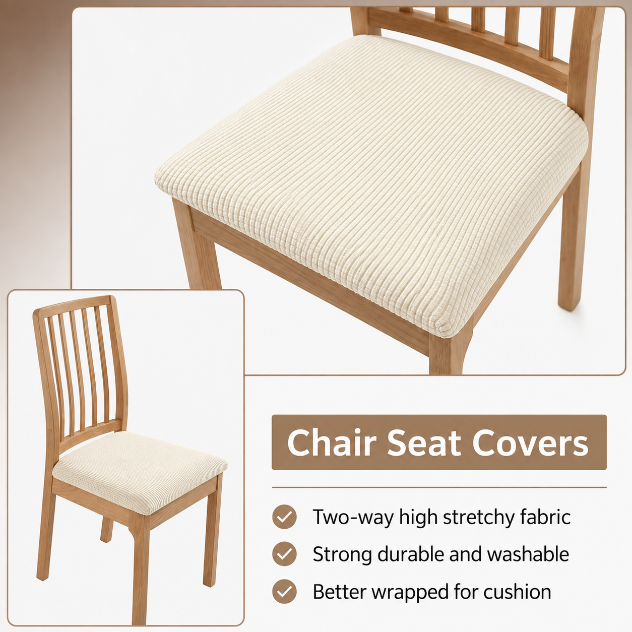 Jacquard Corduroy Stretchy Slipcover Dinning Chair Seat Cover