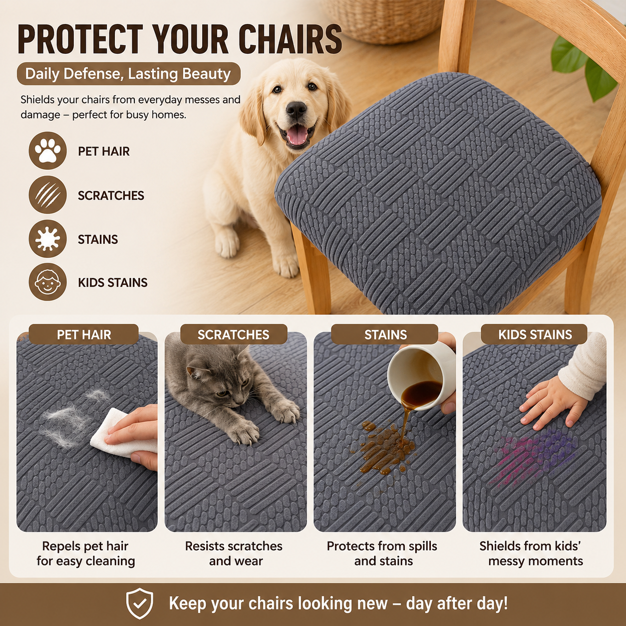 Geometric Jacquard Stretchy Slipcover Dinning Chair Seat Cover