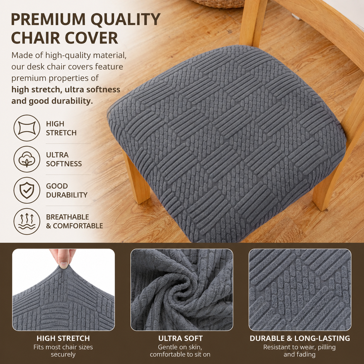 Geometric Jacquard Stretchy Slipcover Dinning Chair Seat Cover