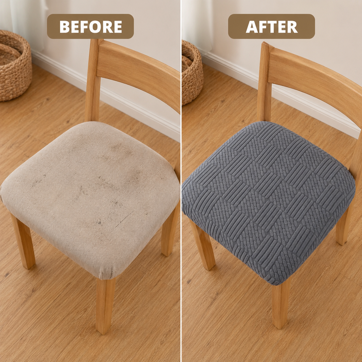 Geometric Jacquard Stretchy Slipcover Dinning Chair Seat Cover