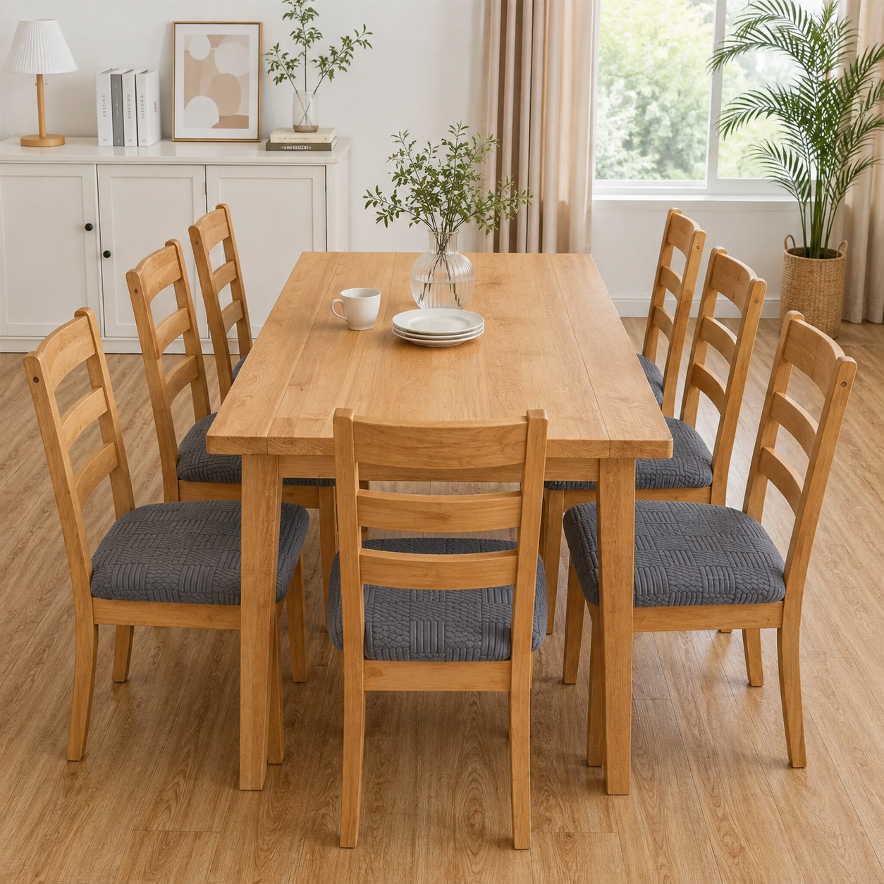 Geometric Jacquard Stretchy Slipcover Dinning Chair Seat Cover