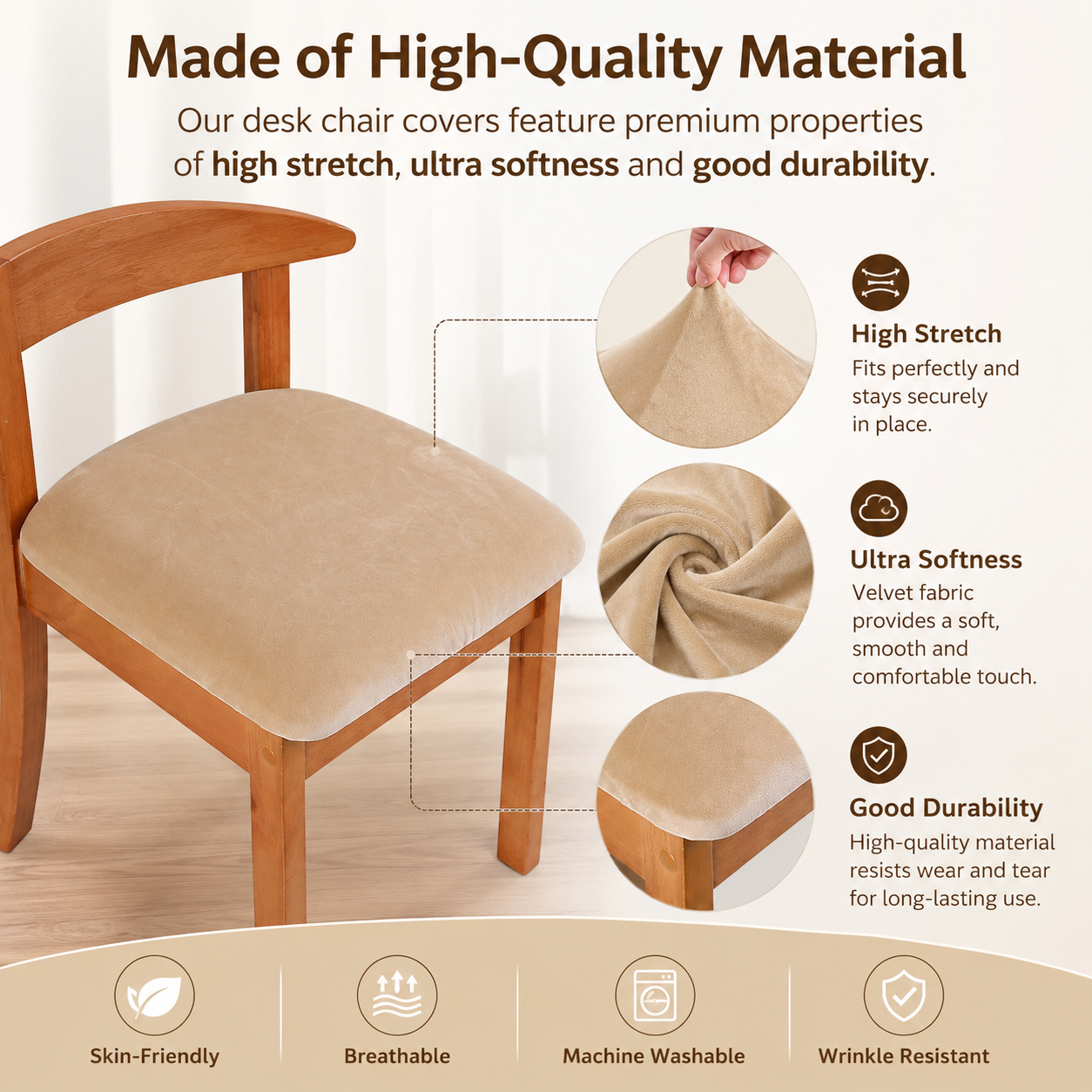 Velvet Stretchy Slipcover Dinning Chair Seat Cover