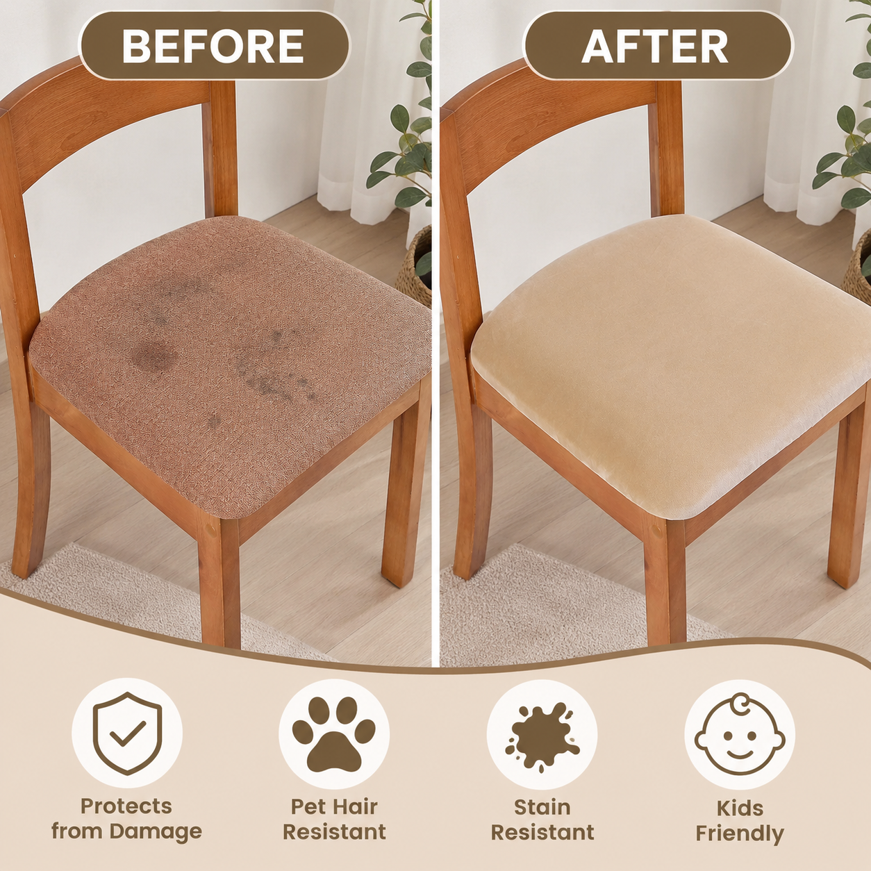 Velvet Stretchy Slipcover Dinning Chair Seat Cover