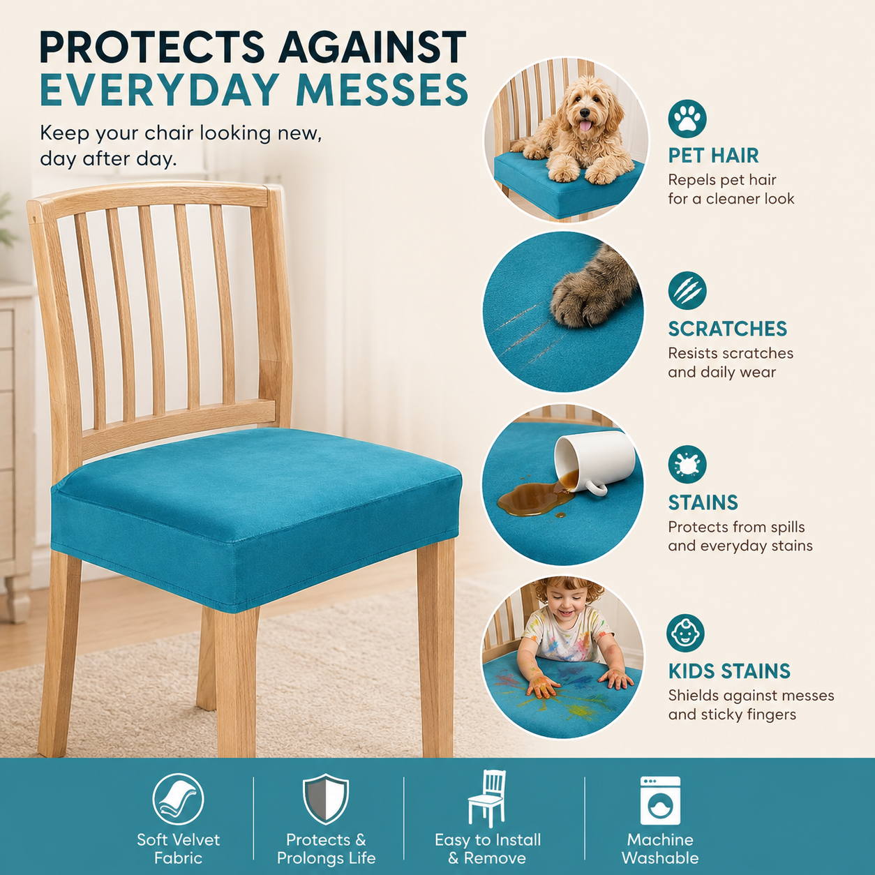 Velvet Stretchy Slipcover Dinning Chair Seat Cover