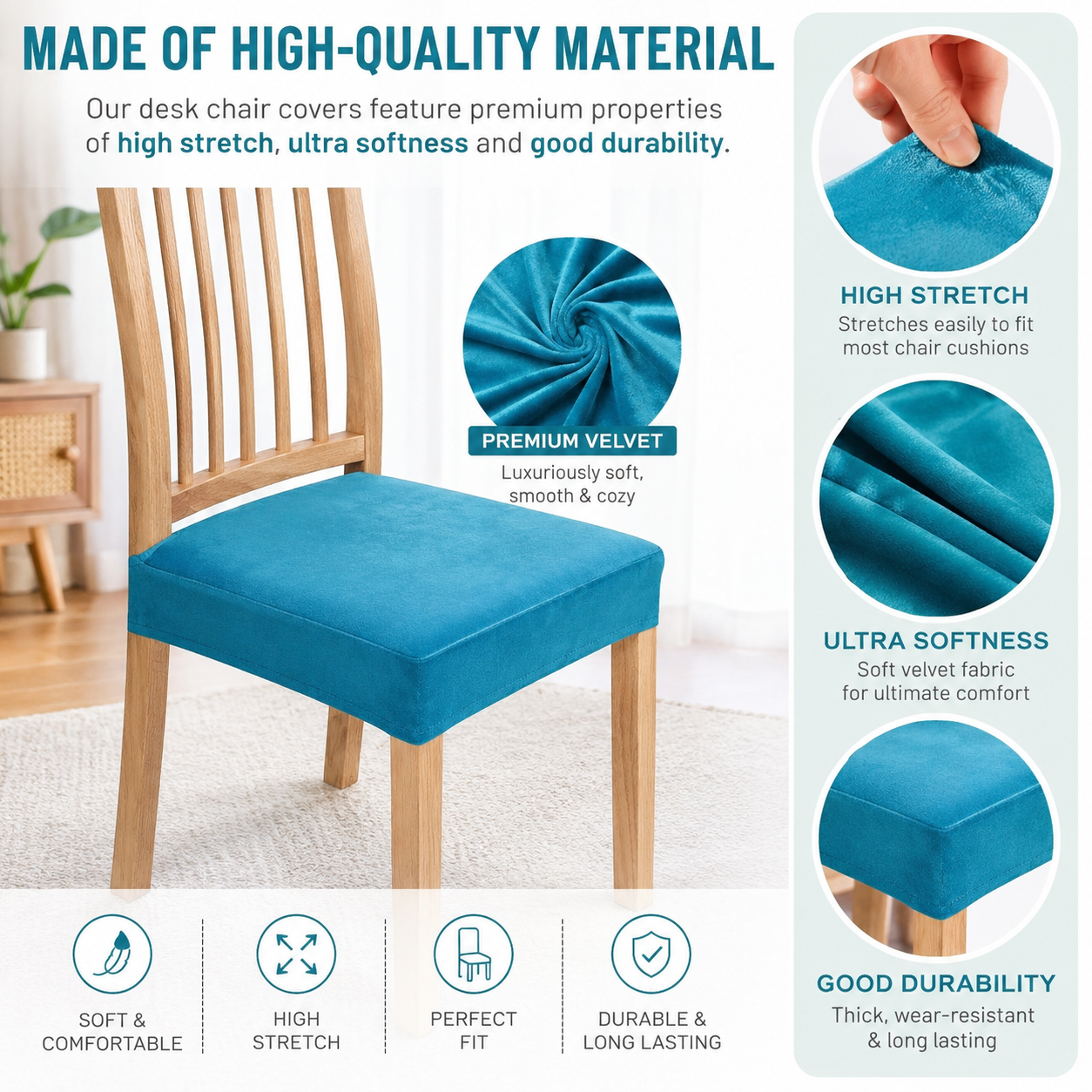 Velvet Stretchy Slipcover Dinning Chair Seat Cover