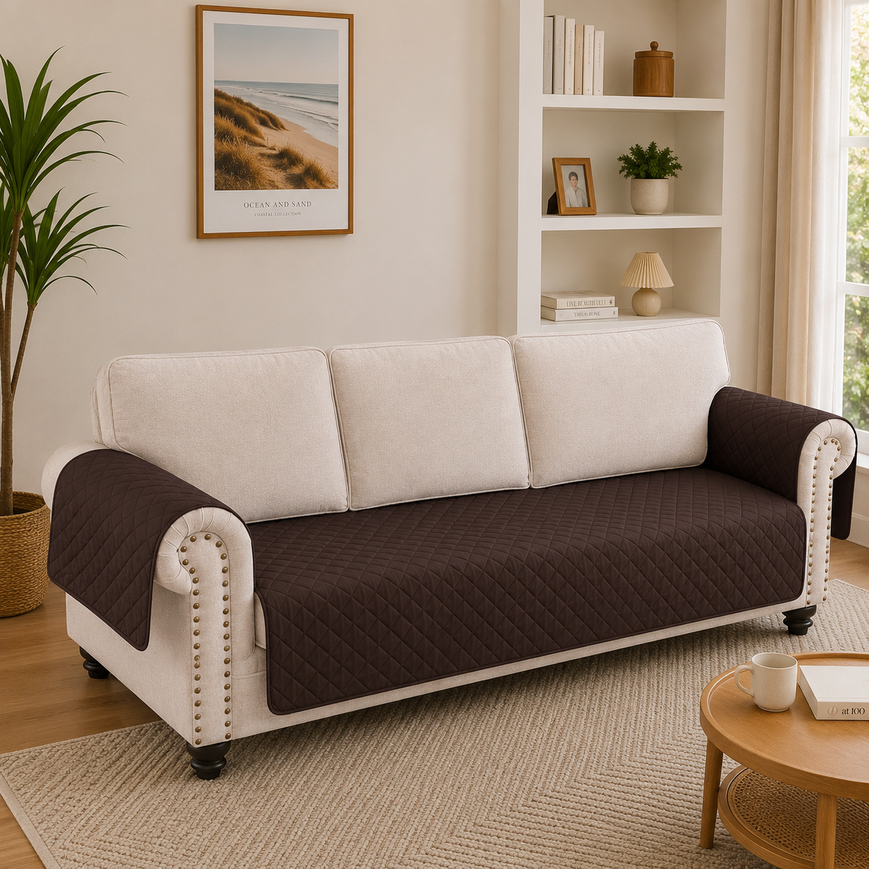 Anti Slip Quilted Slipcover Mat Sofa Couch Cover